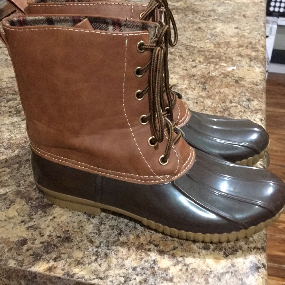 Dark brown rubber boots
